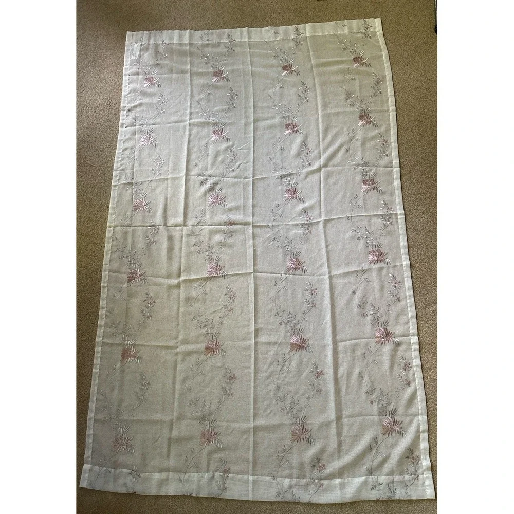 Peri Home Sheer Curtains Set of 4 Panels Orchid Floral Embroidered Panels
